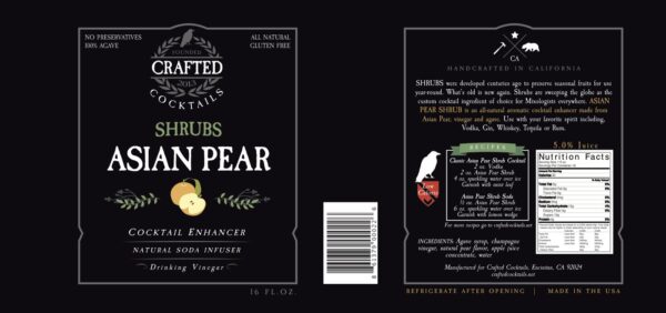 Asian Pear Shrub Cocktail Mixer Enhancer Vinegar Health Booster Nutrition Facts
