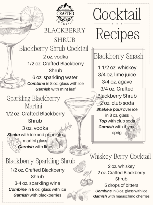 Crafted Cocktails Blackberry shrub cocktail recipes, cocktail enhance perfect for any event or gift