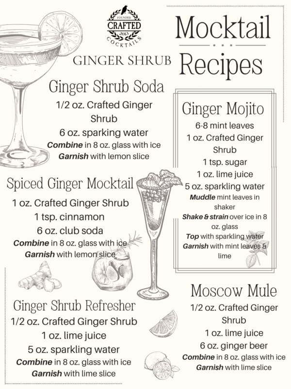 Crafted Cocktails Ginger shrub mocktail recipes, cocktail enhance perfect for any event or gift