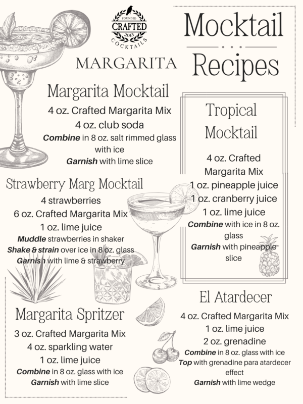 Crafted Cocktails Margarita mix mocktail recipes, perfect for any event or gift