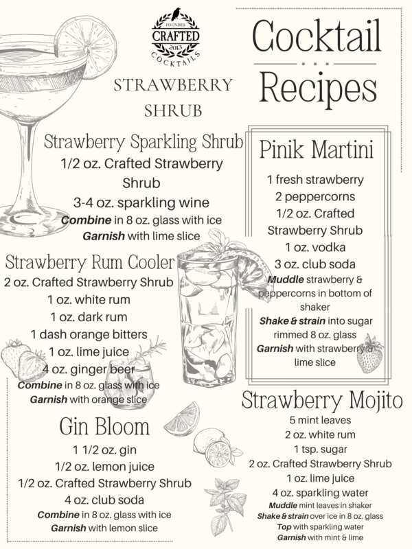 Crafted Cocktails Strawberry shrub cocktail recipes, cocktail enhance perfect for any event or gift