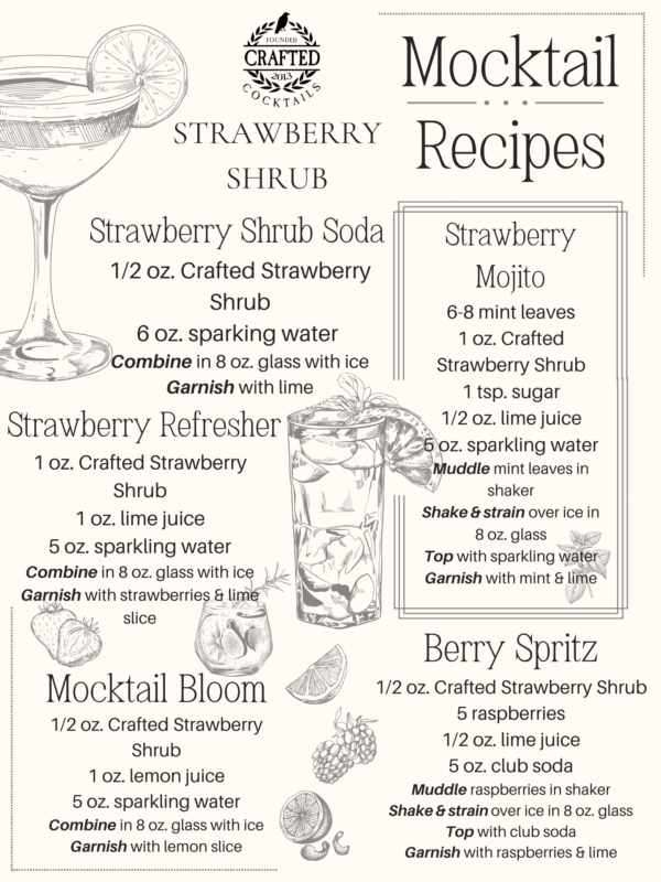 Crafted Cocktails Strawberry shrub mocktail recipes, cocktail enhance perfect for any event or gift