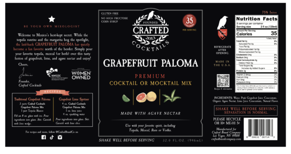 Grapefruit Paloma Cocktail Mixer Cocktail Mix Crafted Cocktails Low Calorie Natural Cocktail Mix Nutrition Facts